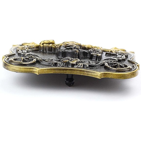 Men Gold 2 Pieces Western Cowboy & American Flag Cross Belt Buckle - Picture 5 of 6